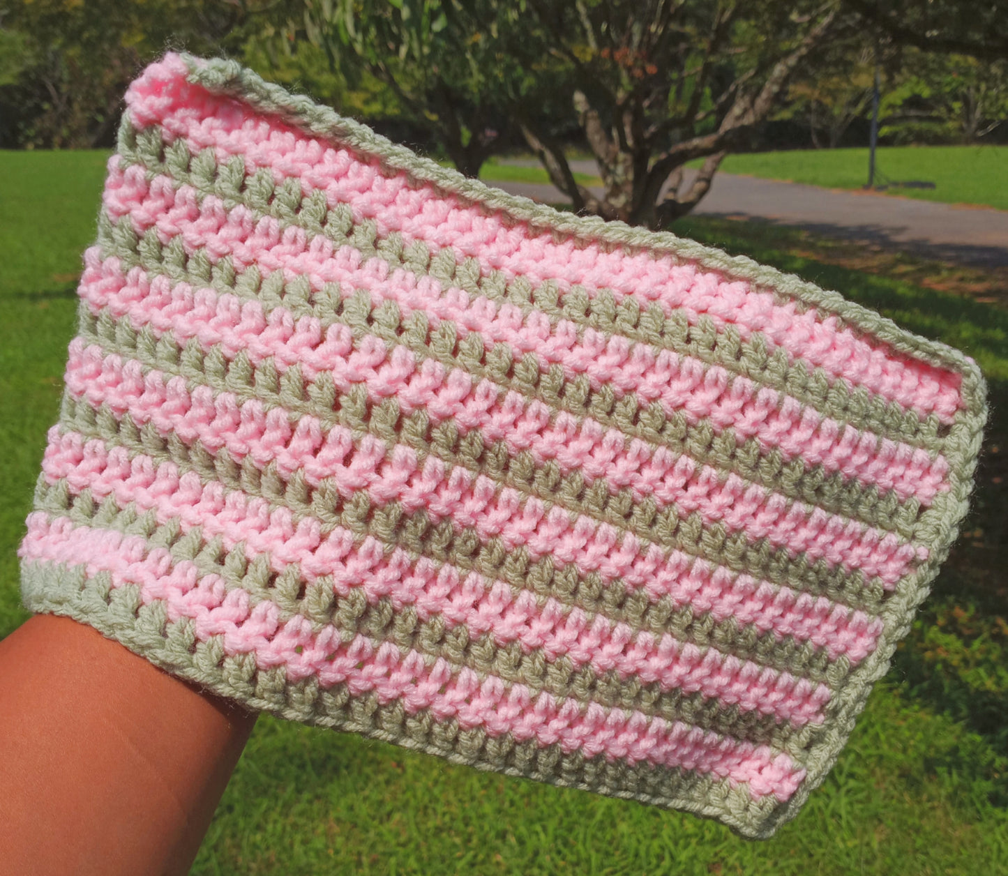 Baby Pink/Forest Green Cat Hat