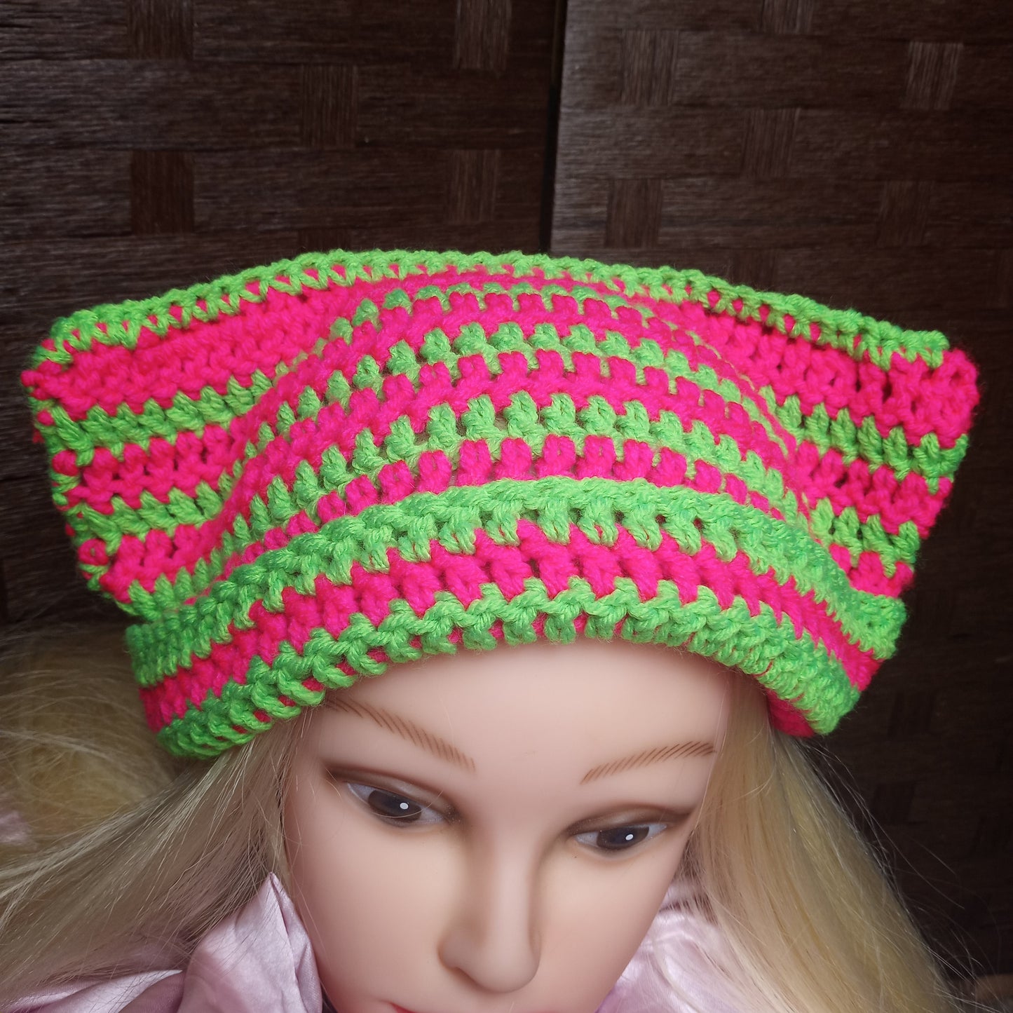 Neon Pink and Green Cat Hat