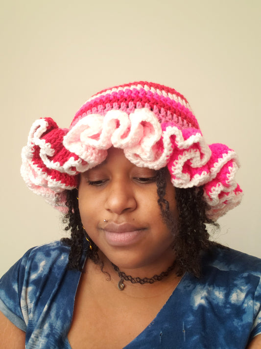 Scrap Pink Ruffle Bucket Hat