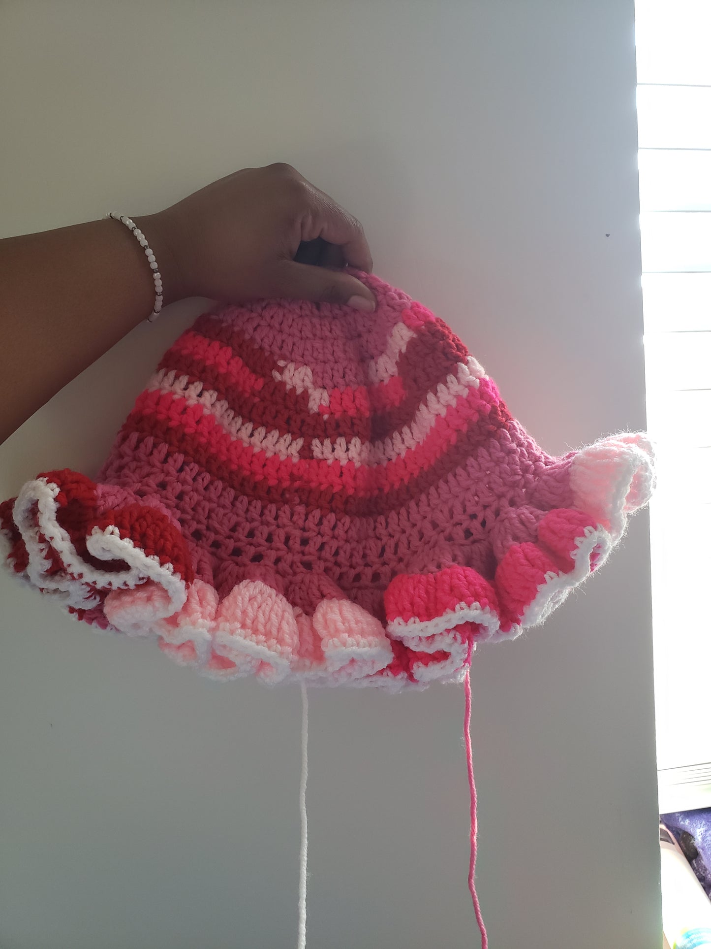 Scrap Pink Ruffle Bucket Hat