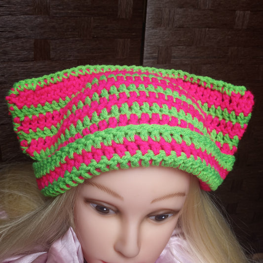 Neon Pink and Green Cat Hat